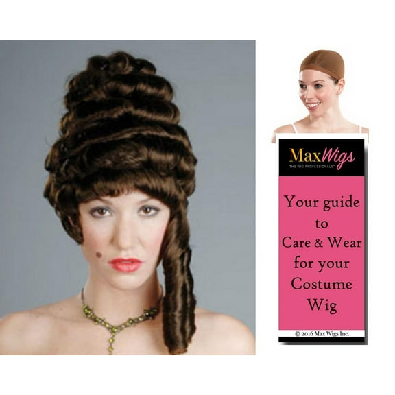Colonial Lady color BROWN - Enigma Wigs Belle 18th Century English Revolution War Bundle w/ Cap, MaxWigs Costume Wig Care Guide