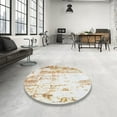 thumbnail image 4 of Ahgly Tapis de Zone Rond Industriel Moderne Lavable en Machine, Blanc Cendré Beige, 5 Pieds Rond, 4 of 7