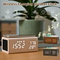 thumbnail image 3 of ELECTIME Wooden Digital Alarm Clock with Wireless Charging, Bluetooth Speaker, Temperature, Humidity, 3 of 13