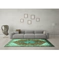 thumbnail image 3 of Ahgly Company Machine Washable Indoor Rectangle Medallion Turquoise Blue Traditional Area Rugs, 3' x 5', 3 of 4