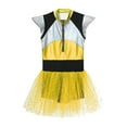 thumbnail image 5 of Aislor Kids Girls Alien Shiny Metallic Sequins Dance Leotard Tutu Dress Cosplay Party Fancy Costume Fluorescent Yellow 12, 5 of 7