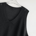 thumbnail image 5 of Womens Loose Sweater Vest Hollow Crochet V Neck Pullover Tank Tops Light Weight Sleeveless Casual Knitted Vest Black, Free Size, 5 of 6