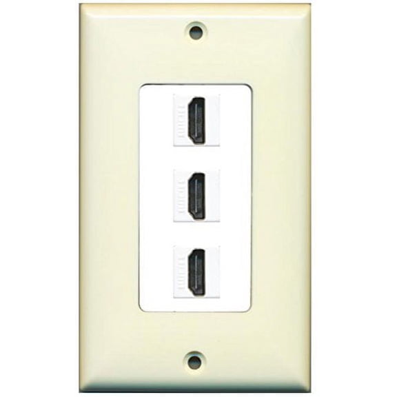 RiteAV - 3 Port HDMI Decorative Wall Plate - Light Almond/White