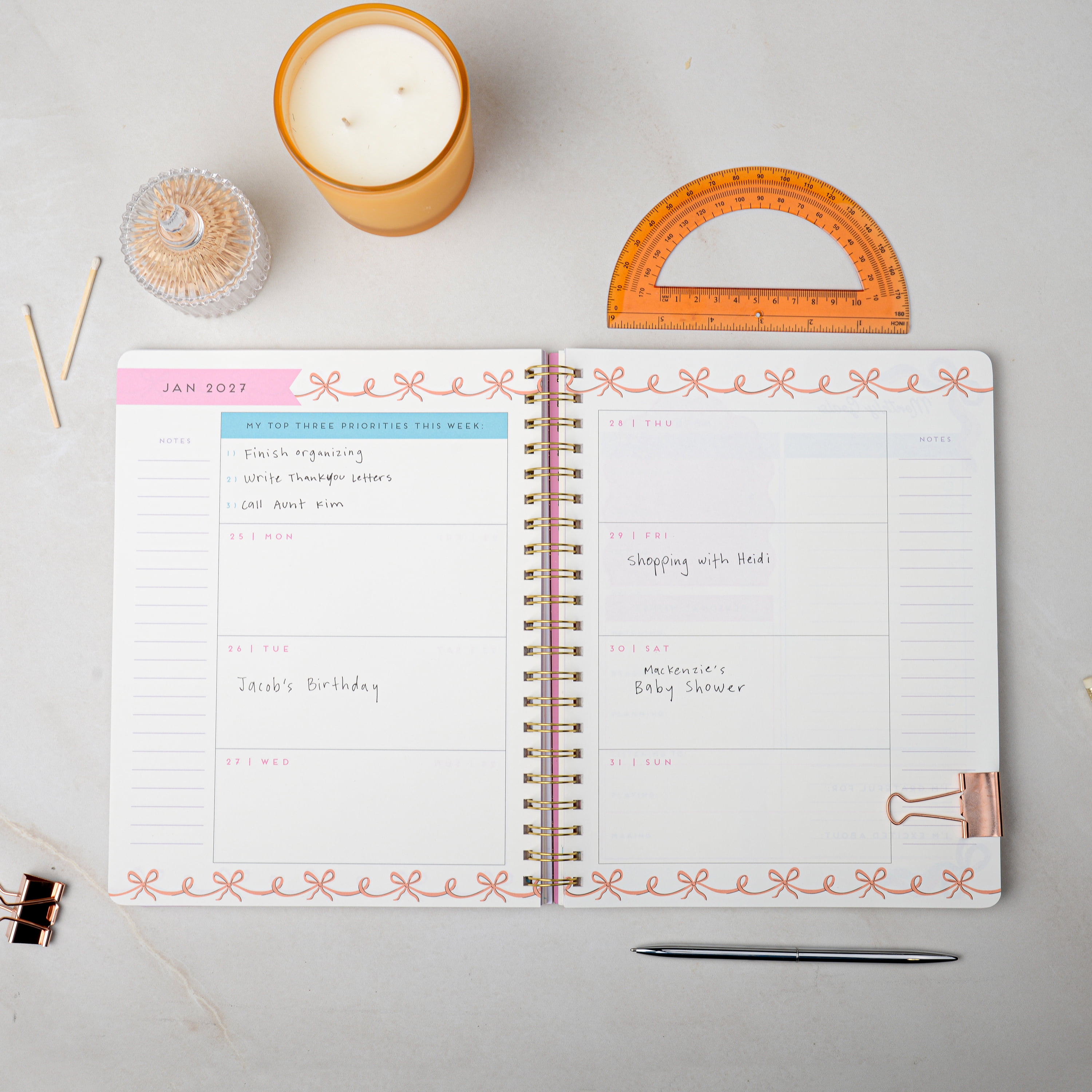 Think Ink 12 Month Weekly 8.5" x 11" All The Plans Bows Planner, July 2026 - June 2027