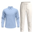 thumbnail image 6 of RUTAYY Men's Outfits Long Sleeve Solid Color Shirts and Pants with Button Pockets Casual Breathable Lightweight Resort Yoga Classic Beach Clothing Sets, 6 of 6