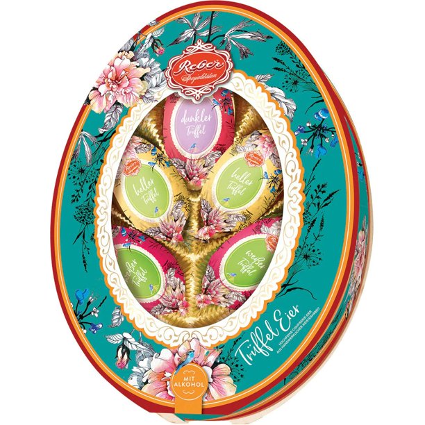 Reber Truffel Easter Eggs Luxury Gift Assorted Set with Alpine Milk, Soft Dark Chocolate and