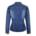 thumbnail image 7 of Womens Jeans Jacket Pleated Ruffles Hem Lapel Button Down Waist Cinching Denim Jacket Outerwear, 7 of 7