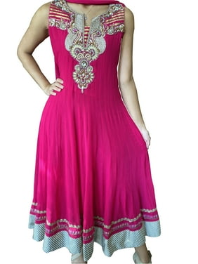 Mogul Women Indi Boho Tunic Flared Dress, Floral Embroidery, Ready To Wear Indian Designer Dress, Party Wear - Wedding Wear - Festive Wear ML