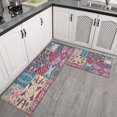 thumbnail image 3 of Bohemian Purple Square Pattern Kitchen Rugs and Mats Sets Of 2,Kitchen Decoration Rugs,Rubber Backing Non-Slip Floor Mat for Sink Washable Waterproof Laundry Room Runner Rugs, 3 of 7