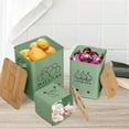 thumbnail image 4 of Pethiy Kitchen Canisters Set, Storage Bin for Potato Onion & Garlic, 3 Pack Set Countertop Pots Containers with Wooden Lid - Potato Storage, Garlic Bin, Onion Keeper Tin with Aerating Holes-Green, 4 of 6