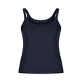 thumbnail image 3 of UPPADA Tank Top for Women Cropped Spaghetti Strap Scoop Neck Ribbed Knit Sleeveless Basic Layering Shirts Summer Clothes 2025,Tank Top for Women Workout Loose Navy,M, 3 of 5