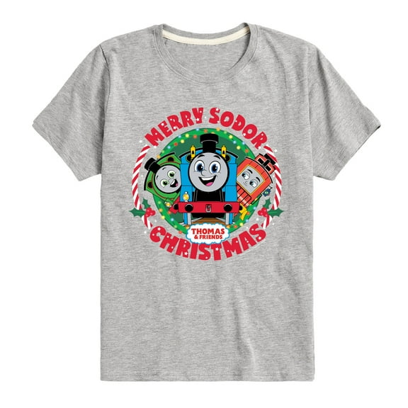 Thomas & Friends - Merry Sodor Christmas Darks Only - Youth and Toddler Short Sleeve Graphic T-Shirt