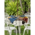 thumbnail image 3 of Outdoor Tablecloths with Umbrella Hole & Zipper, Sunflower Truck Round Tablecloth 54 Inch, Summer Botanical Elegant Pastoral Floral Waterproof Table Cloth, Patio/Pool/Picnic Table Covers, 3 of 8