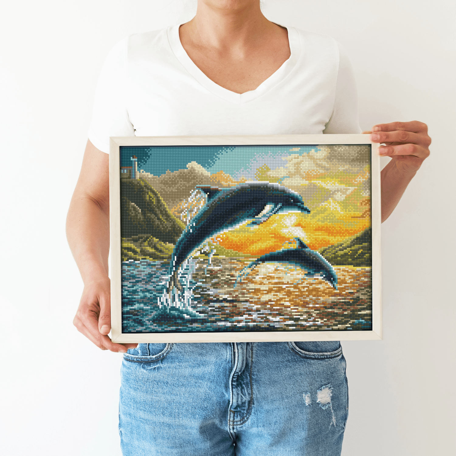 Diamond Dotz Dolphin Sunset Diamond Painting Kits for Adults - Diamond Art Kits a Relaxing Creative Craft Kit with Dotz Gems 12.4x16.5
