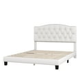 thumbnail image 4 of PORKISS Queen Size Platform Bed Frame with Fabric Upholstered Headboard, No Box Spring Needed, Holds 881lbs, Beige, 4 of 11