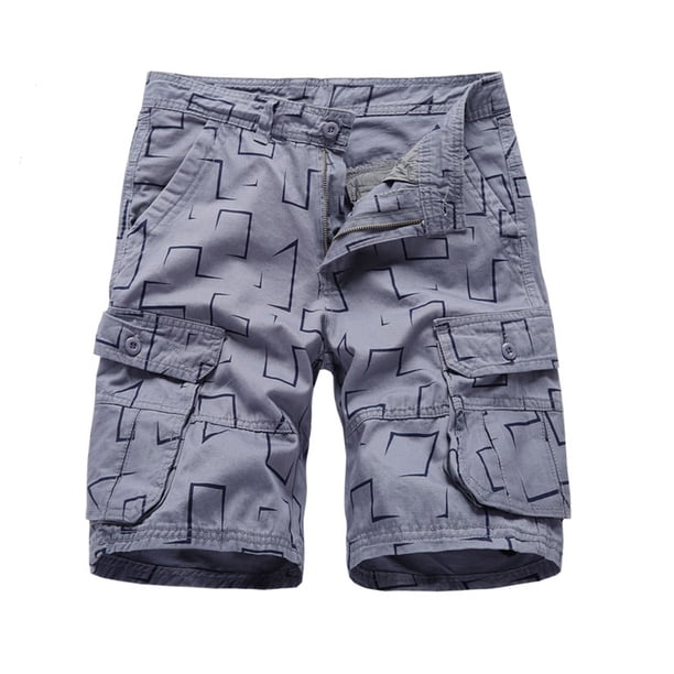 Pantalones cortos de herramientas de tiempo libre sólido con botones de cremallera de bolsillo para hombres de moda Fridja fhjkhfk458032