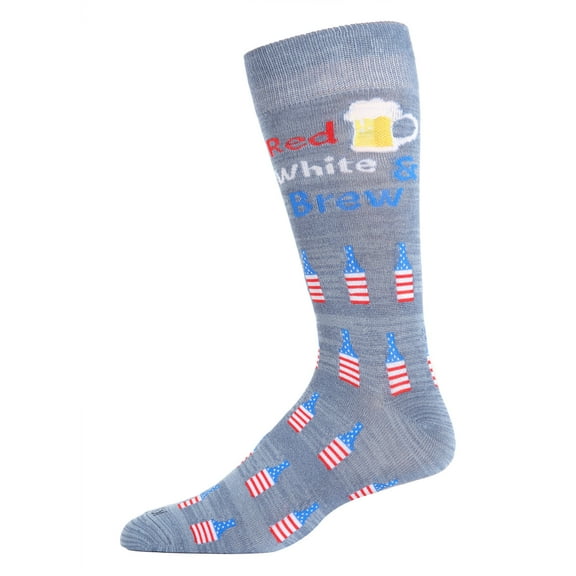 MeMoi Men's Red White and Brew Bamboo Blend Novelty Crew Sock - Mens - Male, 10-13, Black