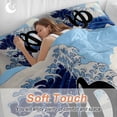thumbnail image 3 of Ocean Waves Twin Size Comforter Set, Japanese Mountain Peaks Waves Letter Sky Bedding for All Seasons, 4 Pcs Bed Set, 1 Quiltcover (68"x86") ,1Sheet(67"x116"), 2Pillowcases (30"x20"), 3 of 10