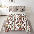 thumbnail image 3 of Manfei Bohemian Aztec King Bedding 7pcs,Rustic Cow Print King Bed in a Bag,Red Teal Brown, 3 of 6
