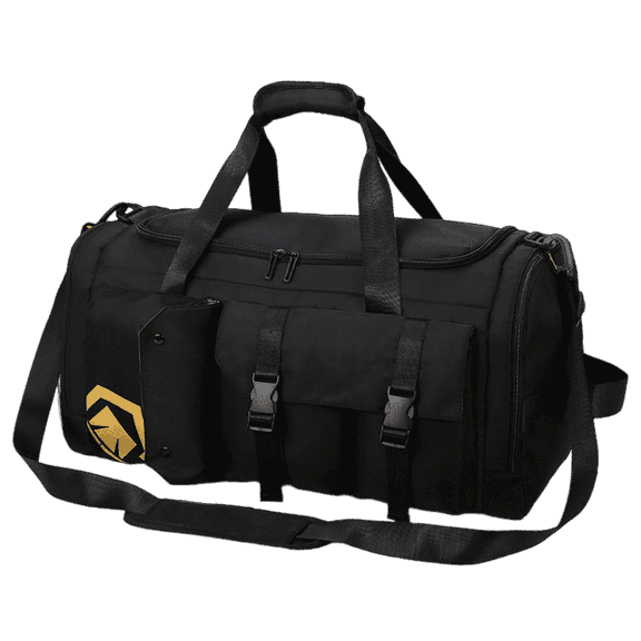 FTCBJJA Gym Sport Duffle Bag with Shoes Compartment and Wet Pocket, Multipurpose Lightweight Travel Backpack, Weekender Overnight Bag for Women and Men, Black