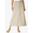 thumbnail image 3 of Woman Within Plus Size Perfect Side-Elastic All-Cotton Button Front Denim Jeans Skirt, 3 of 4
