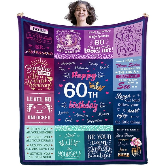60th Birthday Gifts For Women, 60 Birthday Gifts For Women Throw Blankets , 60 Year Old Gifts For Women, 60th Birthday Gift Ideas, Gifts For 60 Year Old Woman, 60th Birthday Decorations Women