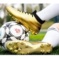 thumbnail image 5 of Fenlogft Men's Shoes High-Top Soccer Molded Cleats, Medium Low Heel Platform Closed Toe, Gold 4.5, 5 of 6