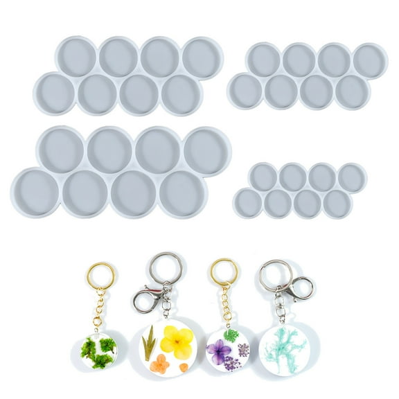 32-Cavity Set Of 2'', 1.75'', 1.5'', 1.25'' Circle Grip Mold, Magnet Mold, Earrings Mold, Round Keychain Silicone Mold For Resin