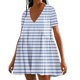 thumbnail image 1 of Puntoco Vestido De Manga Corta Con Cuello En V, Vestido De Manga Corta De Verano De Color Sólido Para Mujer Azul Claro Xl, 1 of 4