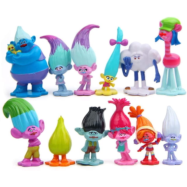 12 Uds Troll Dolls Toy Movie figuras de acción colección Playset, adornos para pasteles decoración para niños fiesta favores y regalos oso de fresa Electrónica