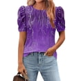 thumbnail image 2 of Tnhcen T-Shirt d'Été Ample pour Femmes à Col Rond Imprimé avec Manches Bouffantes Correctrices / Chemise Décontractée Extensible / Design Léger et Respirant / P-2TG, 2 of 7