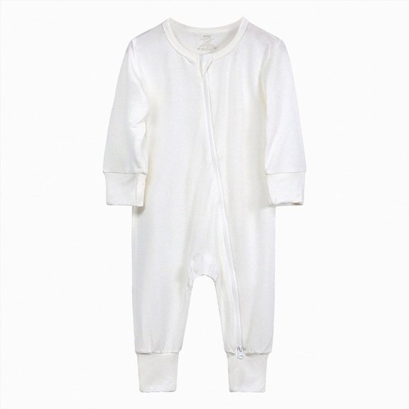 Wamejoo Baby Boy Girl Pajamas Bamboo Rompers Footless Zipper Solid Color Long Sleeve Sleeper Jumpsuit Soft Loungewear Outfit