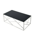 thumbnail image 3 of Hassch Rectangular Accent Coffee Table Modern Cocktail Table with Chrome Finish Metal Frame and Black Glass Top for Bedroom Living Room, 48"L x 26"W x 17.5"H, 3 of 9