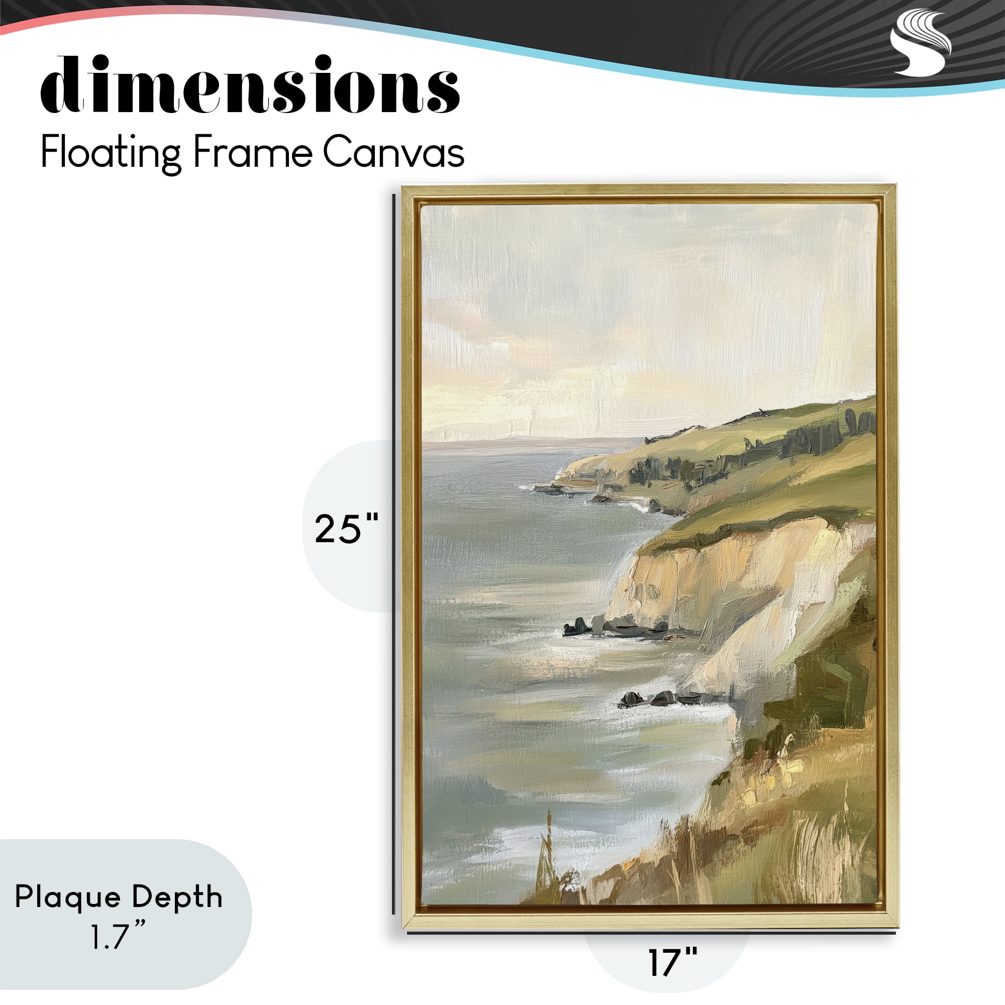 Stupell Industries Cliffs Off The Sea Gold Framed Floater Canvas Wall Art, design by Petal Prints Design