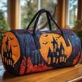 thumbnail image 3 of Halloween Haunted Castle Bat Quilted Duffle Bag Women Large Capacity Weekend Travel Handbag Waterproof Overnight Carry Bag, 3 of 5