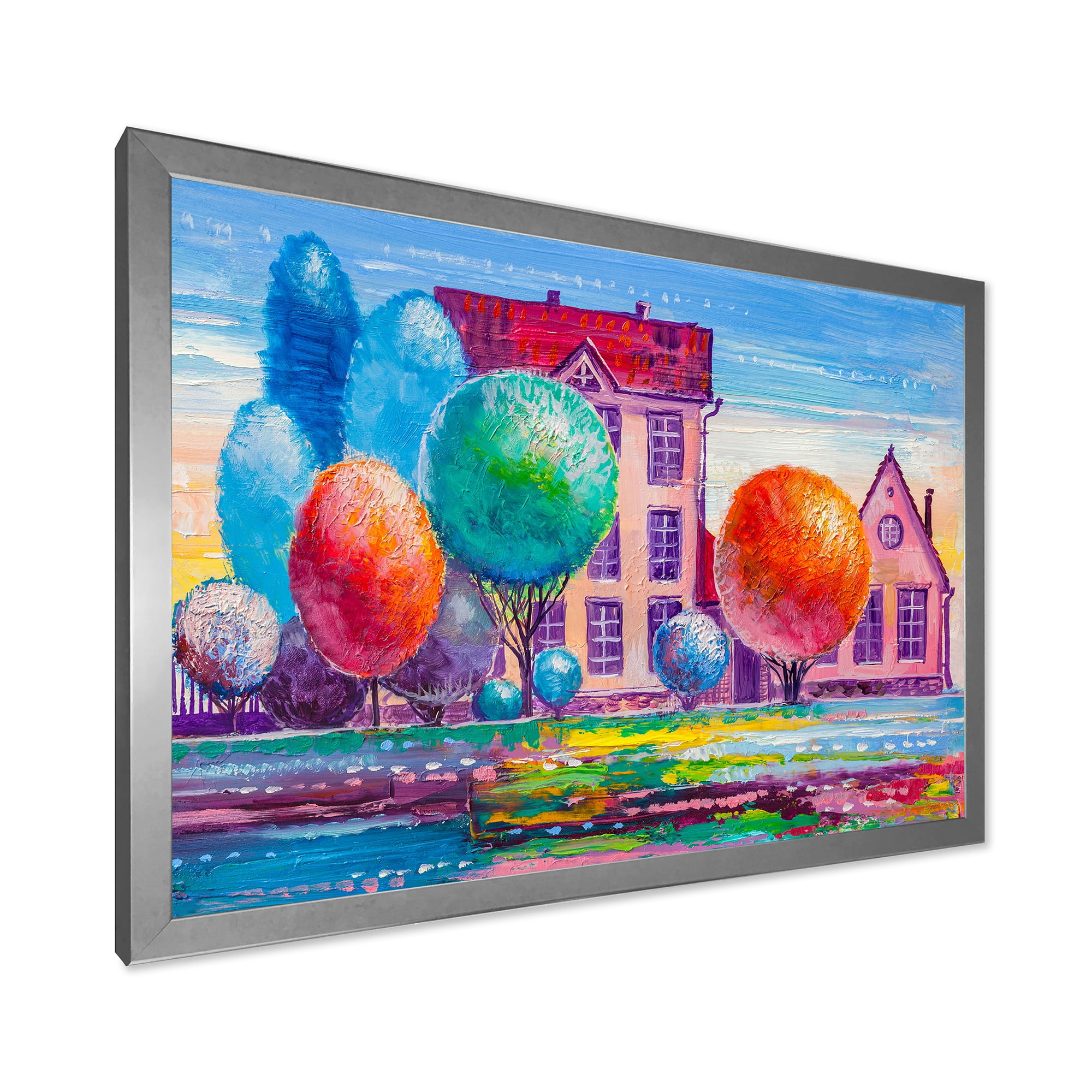 Designart 'Abstract Daydream House In The VIllage' Traditional Framed Art Print