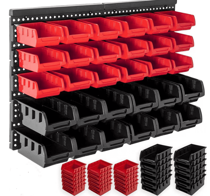 Wall Mounted Storage Bins, 30 Wall Mount Tool Organizer Bins Plastic Parts Rack Container