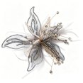 thumbnail image 2 of UNLLLL Pearl Embellished Large Crystal Flower Hair Clip, Feather Lace Floral Barrettes, Bridal Wedding Hair Accessory, for Daily Travel and Special Occasions (Gray), 2 of 5
