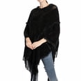 thumbnail image 3 of SWSMCLT Women's Knit Sweater PonchoCrochet Ponchos and Wraps Soft Winter Warm Blanket Wrap Shawl Pashmina Cape Sweater Casual Tassel Fringe Black One Size, 3 of 4
