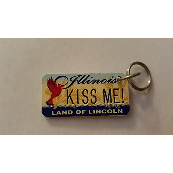 Illinois Land of Lincoln Kiss Me! Keychain Key Holder Key Ring New