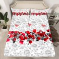 thumbnail image 2 of Castle Fairy Flower Rose 4pcs Bed Sheets for Female Men Adults,Chic Floral Blossoms King Sheets,Grey Red Super Cozy Sheet Set,Breathable Home Decor, 2 of 7