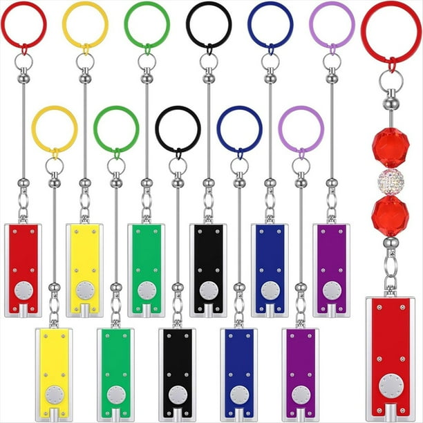 Juego de 12 Llaveros con Cuentas, 12 Barras con 12 Miniluces LED, Accesorios para Llaveros A Granel, para Regalo.