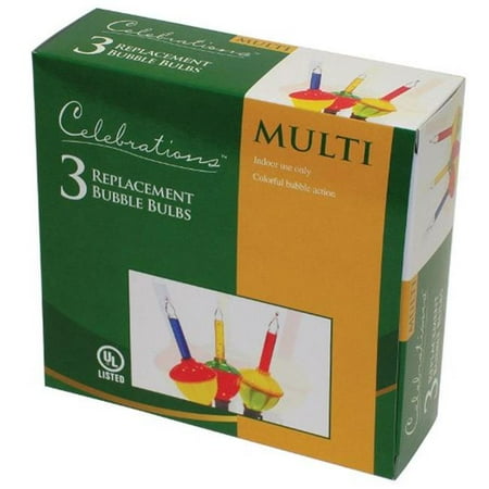 

Celebrations U1RY42A1 C7 Replacemet Bubble Light Bulbs Multi-Color 3-Box