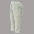 thumbnail image 6 of PWPSG Womens Harem Capri Pants, Elastic Waist with Side Button Detail, Lightweight Airy Fabric with Loose Fit for Relaxed Attire Beige XXXL, 6 of 6