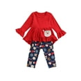 thumbnail image 2 of Qiylii Girls Christmas Outfit,Flare Long Sleeve Trailing Tops,Printing Trousers, 2 of 7