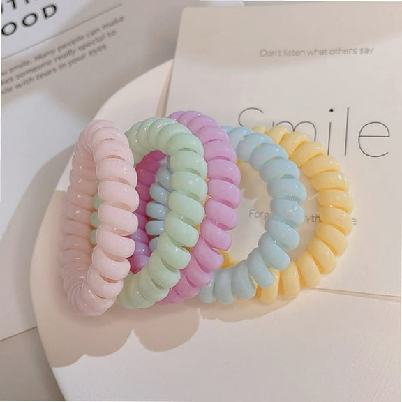 Spiral Hair Ties for Women Girls, Coil Hair Ties no Crease, Teleties Phone Cord Hair Ties, Ponytail Holders Hair Accessories for Women's Thick & Thin Hair (Macaroon Color)