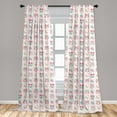 thumbnail image 5 of Ambesonne Cartoon Curtains, Night Time Owls Moon Fun, Pair of 28"x84", Seafoam Pink and Tan, 5 of 5