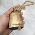 thumbnail image 3 of Set of 3 Shabby Cow Bells Vintage Handmade Rustic Lucky Christmas Hanging Bells On Rope, 3 of 7