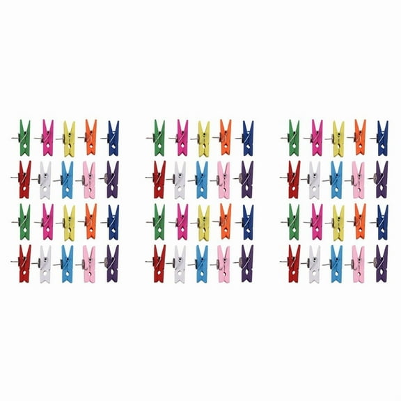 Push Pins with Wooden Clips Pushpins Tacks Thumbtacks, Paper Clips with Pins for Offices Home Schools Use 60pcs