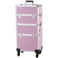 thumbnail image 3 of 3-in-1 Draw-bar Style Interchangeable Aluminum Rolling Makeup Case Pink (14.17 x 9.45 x 27.95, 3 of 18